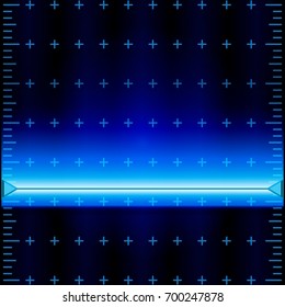 Blue beam of scanner checks display. Futuristic interface scanner. Template for design. Radar scan technology. Abstract background, vector illustration