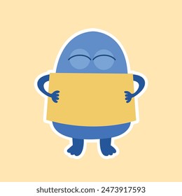 Blue Bean Sticky Note Vector Cute Illustration