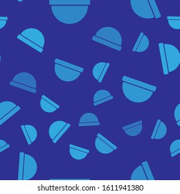 Blue Beanie hat icon isolated seamless pattern on blue background.  Vector Illustration