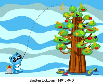 Blue bear fishing