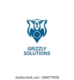 blue bear head logo illustration