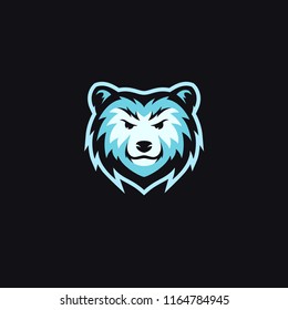Blue bear head mascot logo design vector