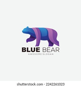 blue bear logo design vector gradient color