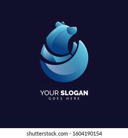 Blue Bear logo with modern and flat style