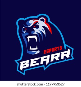 Blue bear mascot logo template