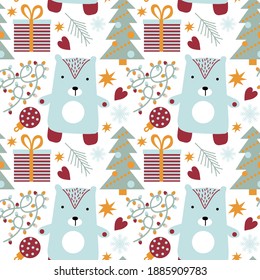 Blue bear pattern  on white background