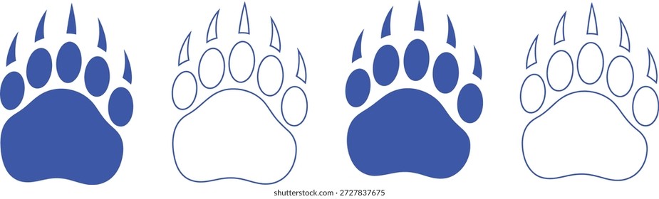 Blue Bear Paw Prints Set animal claw