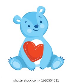 Blue bear with red heart for Valentine's day