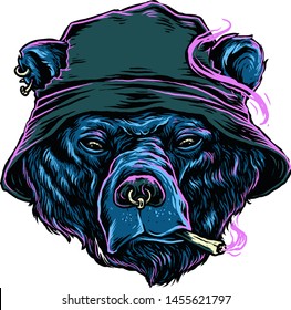 Blue Bear Smoke Weed Illustration Bucket Stock Vector (Royalty Free ...
