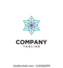 blue beautiful circular logo for boutique, flower shop, business, interior. Company mark, emblem, element. Simple geometric mandala logotype. 