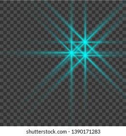 Blue beautiful light explodes with a transparent explosion. Vector, bright illustration for perfect effect with sparkles. Bright Star. Transparent shine of the gloss gradient, bright flash
