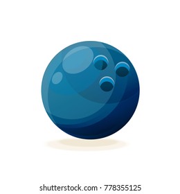 Blue beautiful realistic bowling ball. A modern sport, hobbies, hobbies, family activities and hiking with friends. Vector illustration isolated.