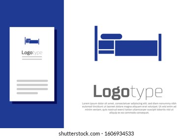 Blue Bed icon isolated on white background. Logo design template element. Vector Illustration