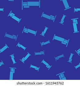 Blue Bed icon isolated seamless pattern on blue background.  Vector Illustration