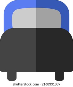 Blue bed, illustration, vector on a white background.