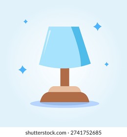Blue Bedside Lamp Vector Illustration