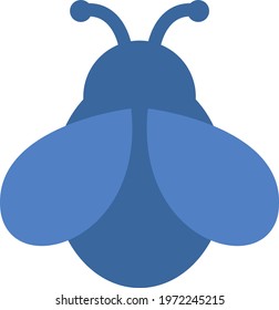 Blue bee, icon illustration, vector on white background