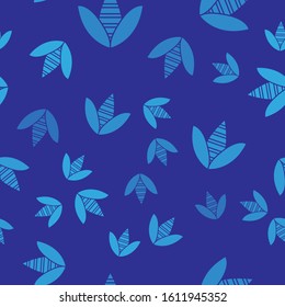 Blue Bee icon isolated seamless pattern on blue background. Sweet natural food. Honeybee or apis with wings symbol. Flying insect.  Vector Illustration