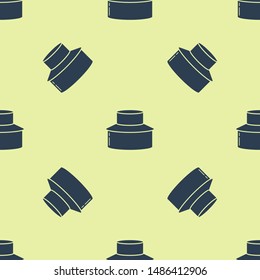 Blue Beekeeper with protect hat icon isolated seamless pattern on yellow background. Special protective uniform.  Vector Illustration