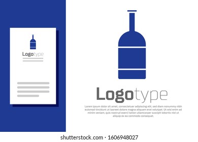 Blue Beer bottle icon isolated on white background. Logo design template element. Vector Illustration