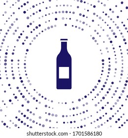 Blue Beer bottle icon isolated on white background. Abstract circle random dots. Vector Illustration