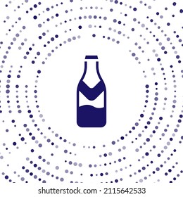 Icono de botella de cerveza azul aislado en fondo blanco. Resumen de puntos aleatorios de círculo. Vector