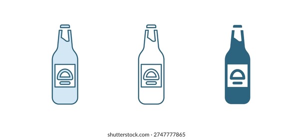 Blue Beer bottle icon isolated on white background.  Vector
