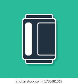 Blue Beer can icon isolated on green background.  Vector