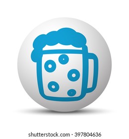 Blue Beer icon on sphere on white background