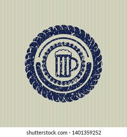 Blue beer jar icon inside rubber stamp