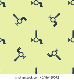Blue Beer tap icon isolated seamless pattern on yellow background.  Vector Illustration