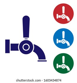 Blue Beer tap icon isolated on white background. Set color icons in circle buttons. Vector Illustration