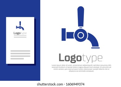 Blue Beer tap icon isolated on white background. Logo design template element. Vector Illustration