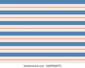 Blue, beige and brown striped background. Retro pattern. Shabby chic, old money style. Decoration, interior design. Banner, wallpaper, poster, card. Vector illustration