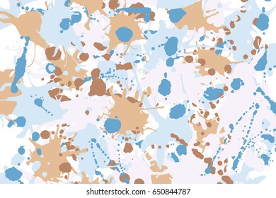 Blue beige brown white ink paint splashes vector colorful background