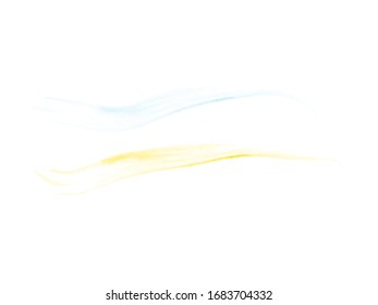 Blue and Beige Brush Strokes Original Vector Set. Blue, Gold Strokes of Dry Paint. Bright Colors Watercolor Blobs. Brush Stroke Logo Elements. Watercolor Smears Collection.