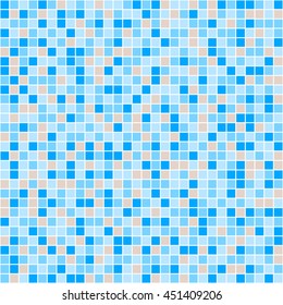 Blue and beige ceramic tile mosaic in swimming pool. Vector seamless pattern.