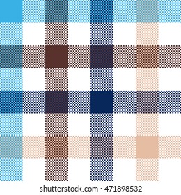 Blauer beiger Scheck nahtlose Textur.  Vektorgrafik.
