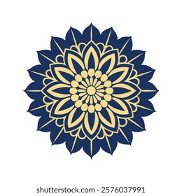 Blue and Beige Color Intricate Mandala Art for Meditation and Mindfulness