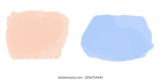 Blue and beige color vector hand drawn watercolor liquid stain. Abstract aqua smudges scribble drop element for design, illustration, wallpaper, card. Vector watercolour texture in pastel colors.