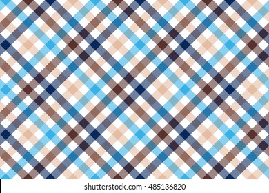 Blue beige diagonal check seamless pattern. Vector illustration.