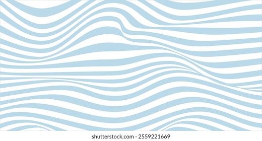 Blue and beige diagonal wavy lines seamless pattern. Simple vector abstract liquid stripes background