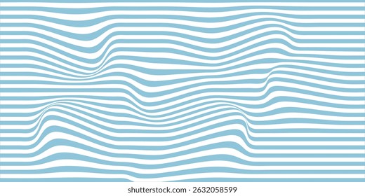 Blue and beige diagonal wavy lines seamless pattern. Simple vector abstract liquid stripes background.