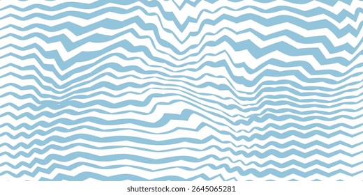 Patrón transparente de líneas onduladas diagonales azules y beige. Fondo de rayas líquidas abstractas de Vector simple.