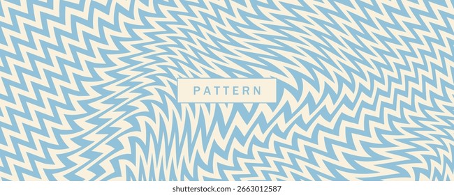 Patrón transparente de líneas onduladas diagonales azules y beige. Fondo de rayas líquidas abstractas de Vector simple. 
