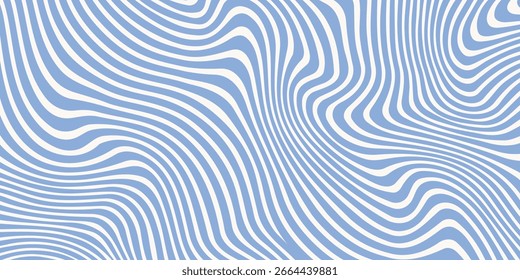 Patrón transparente de líneas onduladas diagonales azules y beige. Fondo de rayas líquidas abstractas de Vector simple. Textura groovy funky con ondas diagonales, Formas fluidas, flujo. Diseño decorativo repetido con estilo