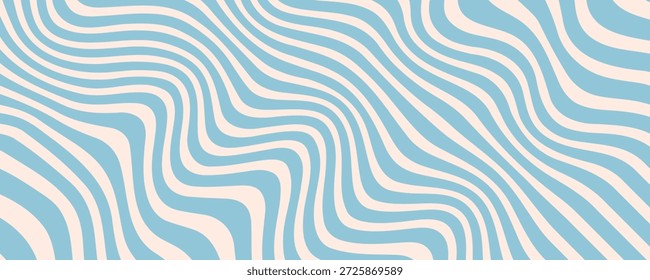 Patrón transparente de líneas onduladas diagonales azules y beige. Fondo de rayas líquidas abstractas de Vector simple. Textura groovy funky con ondas diagonales, Formas fluidas, flujo. Diseño decorativo repetido con estilo