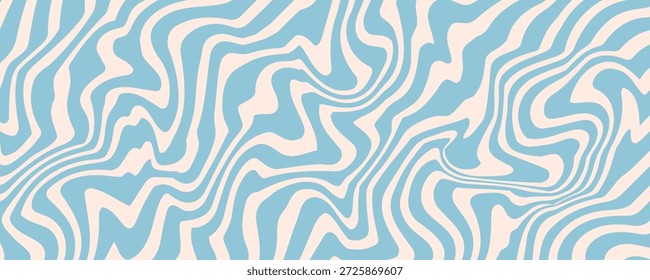 Patrón transparente de líneas onduladas diagonales azules y beige. Fondo de rayas líquidas abstractas de Vector simple. Textura groovy funky con ondas diagonales, Formas fluidas, flujo. Diseño decorativo repetido con estilo