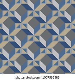 a blue beige and grey seamless pattern based on squares