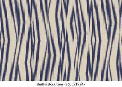 Blue beige ikat soft wave lines , Ornament seamless trendy endless pattern illustration stripe vector print ethnicity blurred fashion colorful drawing beautiful textile ornamental ogee endless